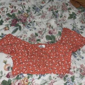 Hollister Pink Smocked Crop Blouse